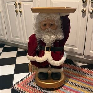 Santa Claus Holiday Figurine with Gold Tray